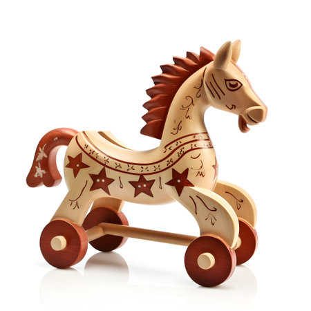 Wooden horse rocking chair isolated on white backgroundの素材
