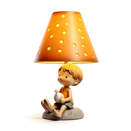 Colorful kids table lamp isolated on white backgroundの素材