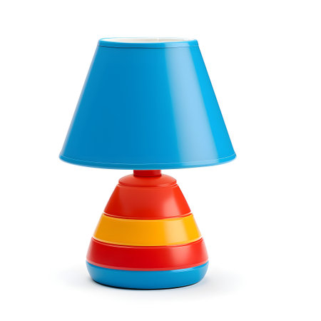 Colorful kids table lamp isolated on white backgroundの素材
