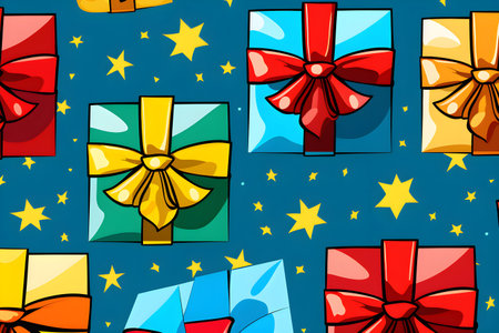 Colorful christmas gifts pattern backgroundの素材