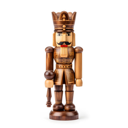 Handmade vintage nutcracker isolated on white backgroundの素材
