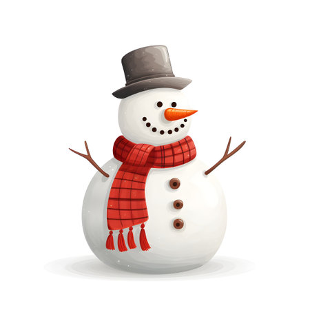 Cute snowman isolated on white backgroundの素材