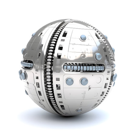 Futuristic christmas ball isolated on white backgroundの素材
