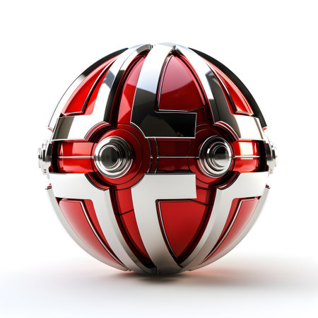 Futuristic christmas ball isolated on white backgroundの素材