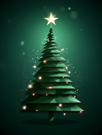 Elegant New Year tree green posterの素材