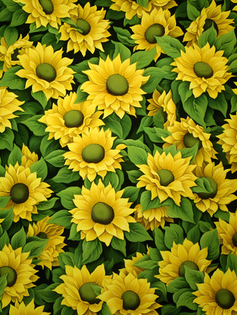 Beautiful yellow close up sunflowersの素材