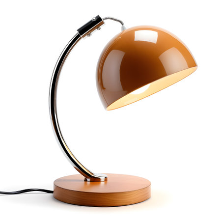 Stylish modern table lamp isolated on white backgroundの素材