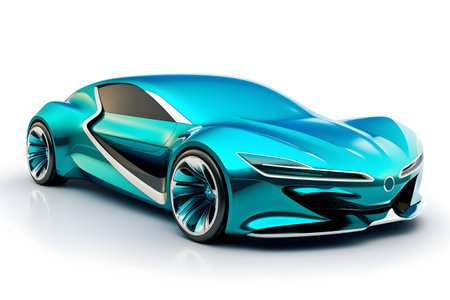 Futuristic not real car isolated on whiteの素材