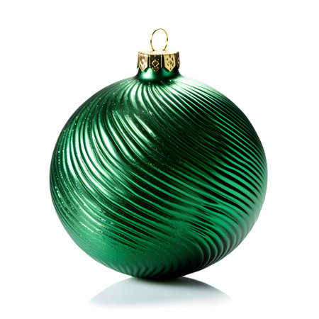 Green christmas ball isolated on white backgroundの素材