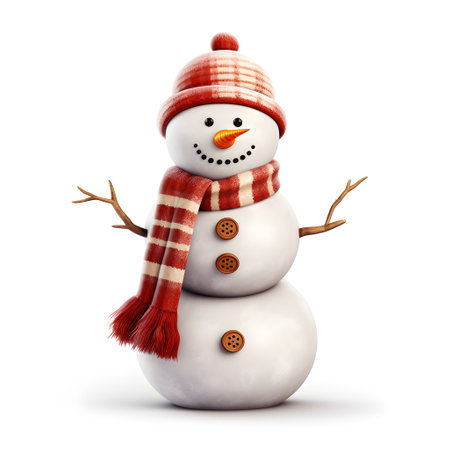 Cute snowman isolated on white backgroundの素材
