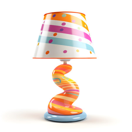 Colorful kids table lamp isolated on white backgroundの素材