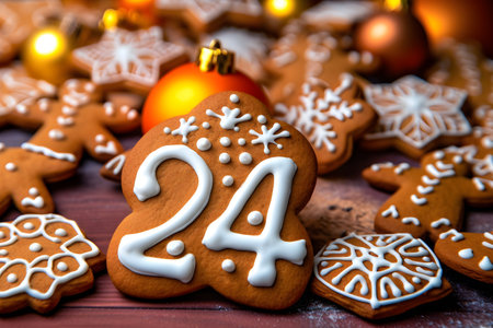 2024 new year sign numbers made of christmas cookiesの素材