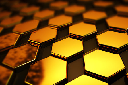 Abstract background with colorful hexagon elementsの素材