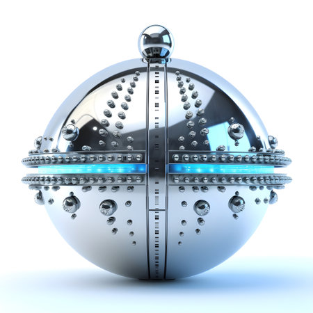 Futuristic christmas ball isolated on white backgroundの素材