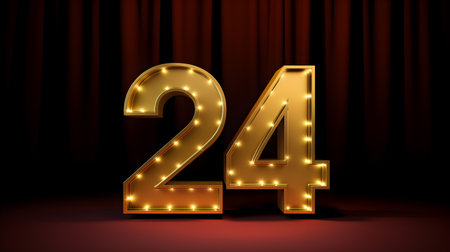 2024 lamp lights numbers sign, celebrating of New year posterの素材