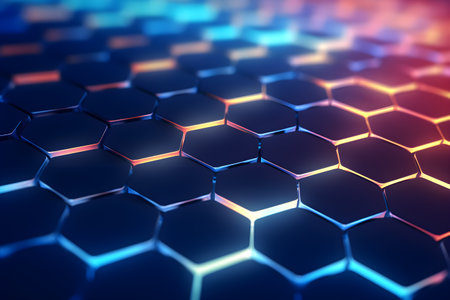 Abstract background with colorful hexagon elementsの素材