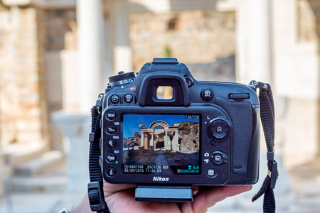 Ephesus ancient city in DSLR viewfinderのeditorial素材
