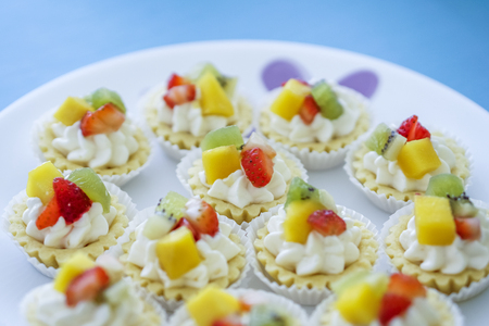 Fruity Cheese Tart serving on plateの写真素材