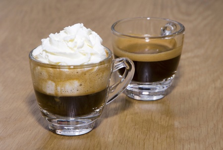 coffee hot size mini on wood backgroundsの写真素材