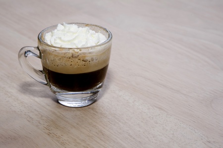 hot coffee on wood backgroundsの写真素材