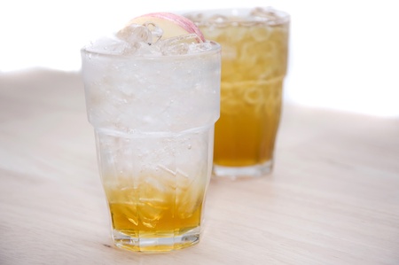 ice soda on wood backgroundsの写真素材