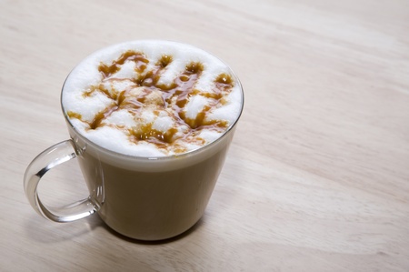 coffee on wood backgroundsの写真素材