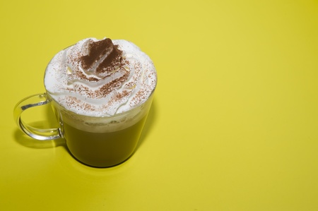 coffee on yellow backgroundsの写真素材