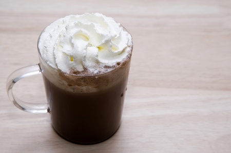coffee on wood backgroundsの写真素材