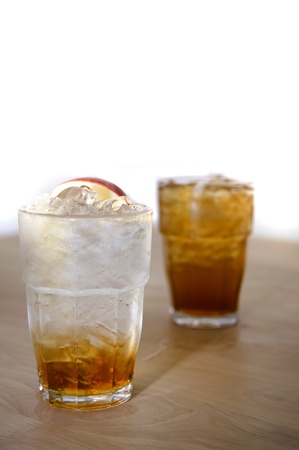 ice green apple on wood backgroundsの写真素材