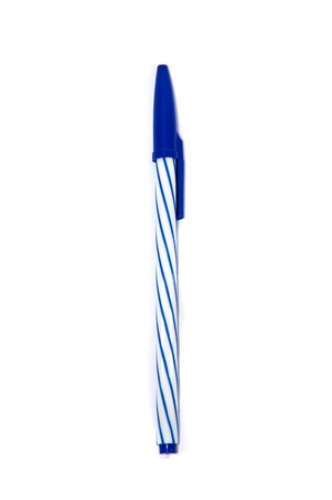 a one blue pen on white backgroundsの写真素材