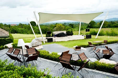 outdoor chair and outdoor stageのeditorial素材