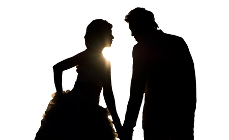 silhouette wedding on white backgroundsの写真素材
