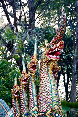 king of naga in thai temple,Chiang Mai,Thailand の写真素材