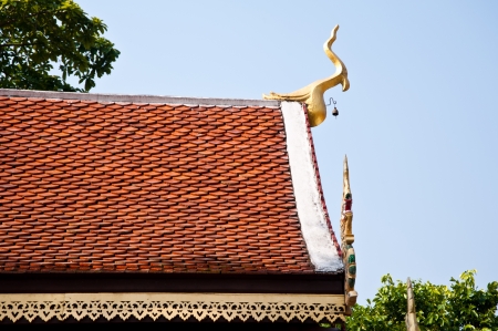 thai temple church roof and nice blue sky,Chiang Mai,Thailand の写真素材