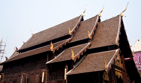 thai temple church and nice blue sky,Chiang Mai,Thailand の写真素材