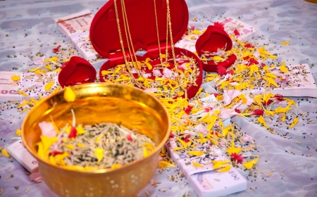 thai money in wedding partyの写真素材