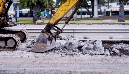 tractor in construction siteのeditorial素材