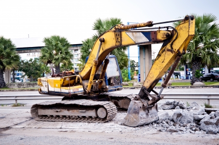 tractor in construction siteのeditorial素材