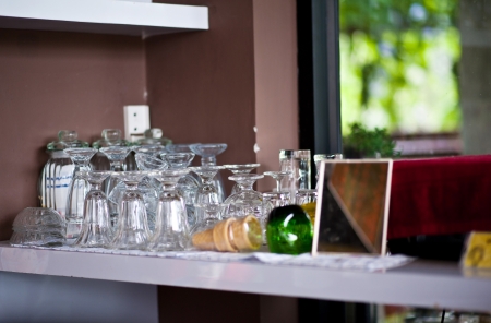 glass cup in houseの写真素材