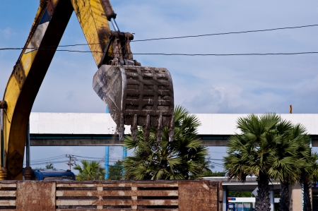 tractor in construction siteの写真素材