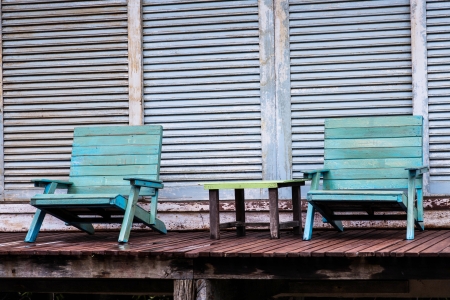 wood chair in roomの写真素材