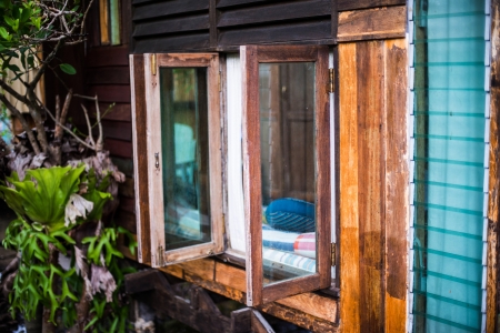 wood windowの写真素材