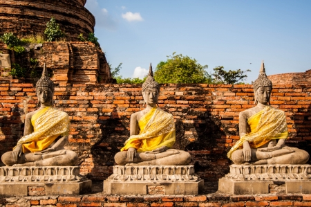 buddha statue in thai templeの写真素材