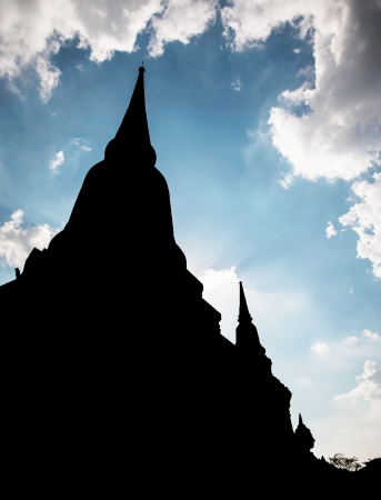 silhouette pagoda in thai templeの写真素材