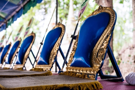 seat of monk in thai templeの写真素材