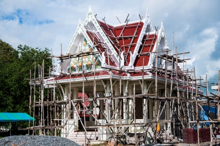 thai temple constructionの写真素材
