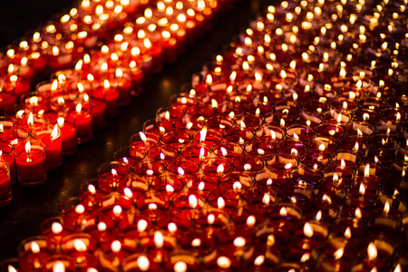 Candle in thai templeの写真素材