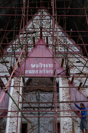 Thai temple church under constructionの写真素材