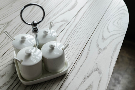 Flavoring on wood tableの写真素材