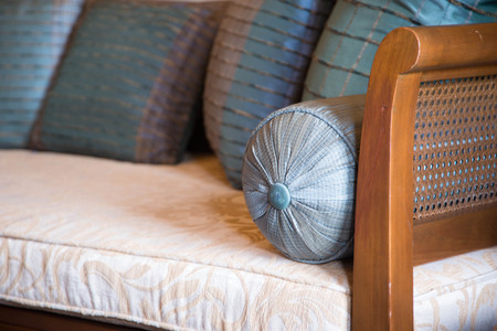 An decorative pillow natural fabricの写真素材
